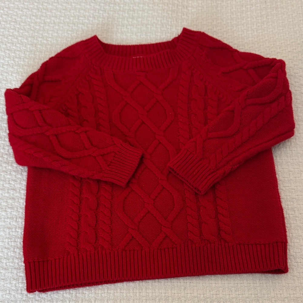 Little English Red Cable Knit Sweater